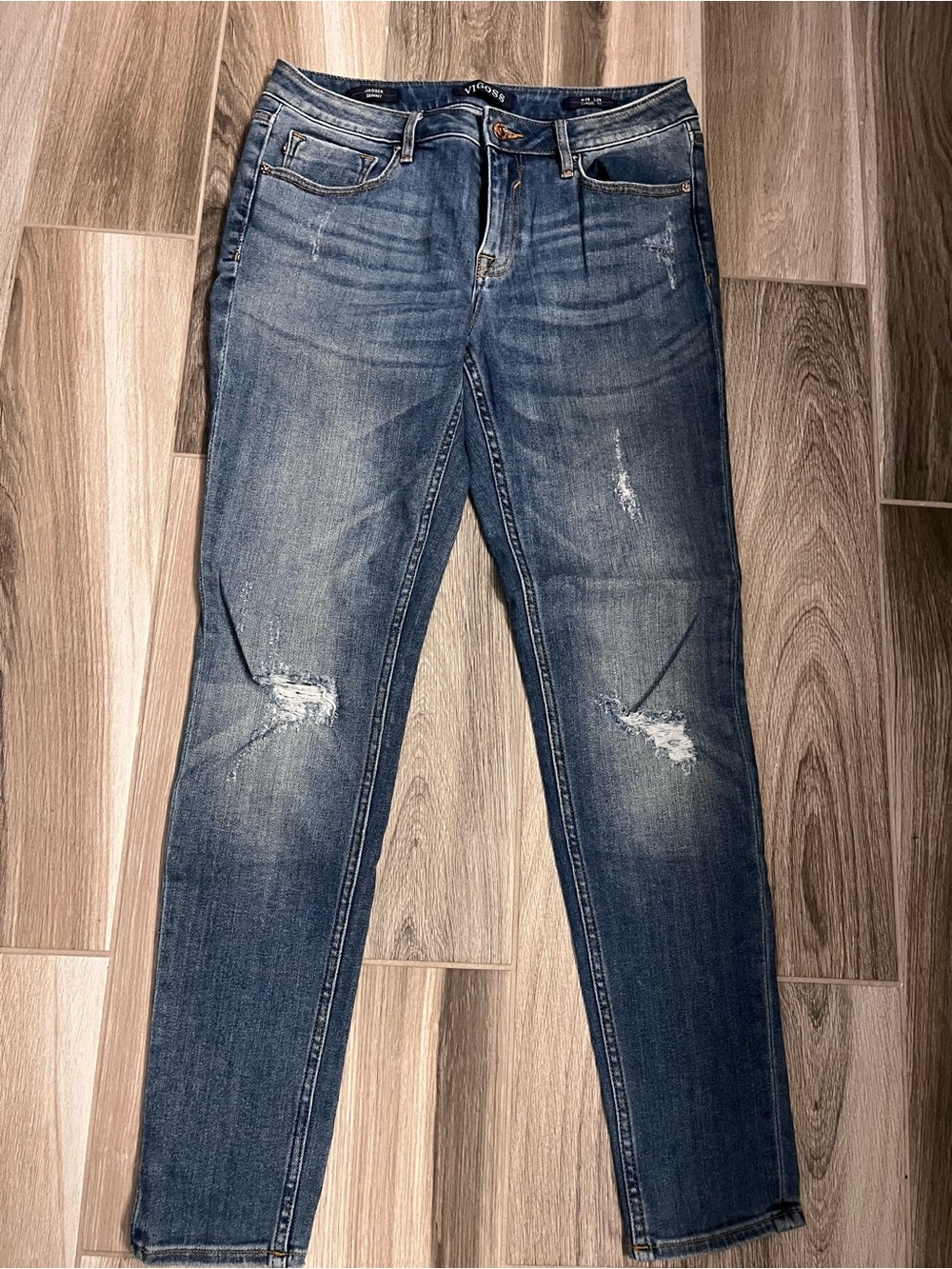 Vigoss Blue Skinny Jagger Jeans with Contrast Stitching
